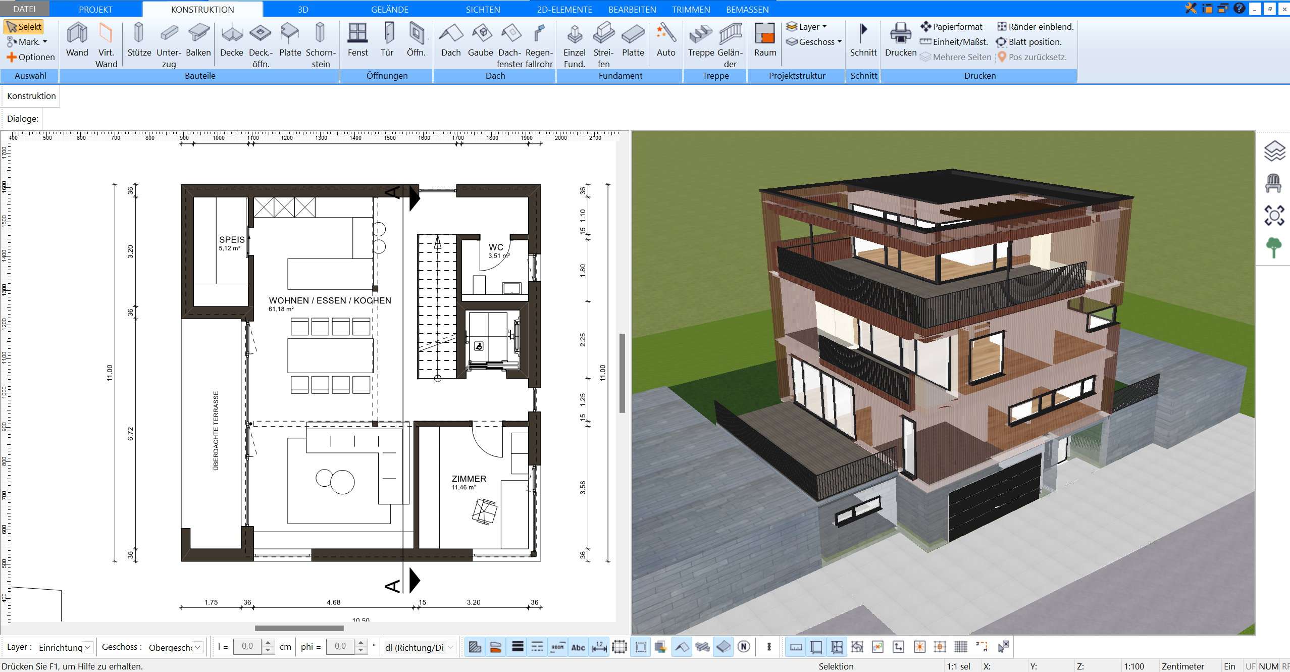 Grundriss zeichnen mit dem Plan7Architekt