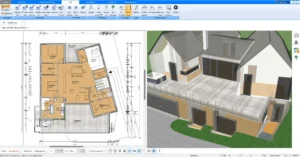 Erstellter Grundriss in 2D mit Plan7Architekt Präzise Gestaltung und einfache Bearbeitung von Wänden, Türen und Fenstern