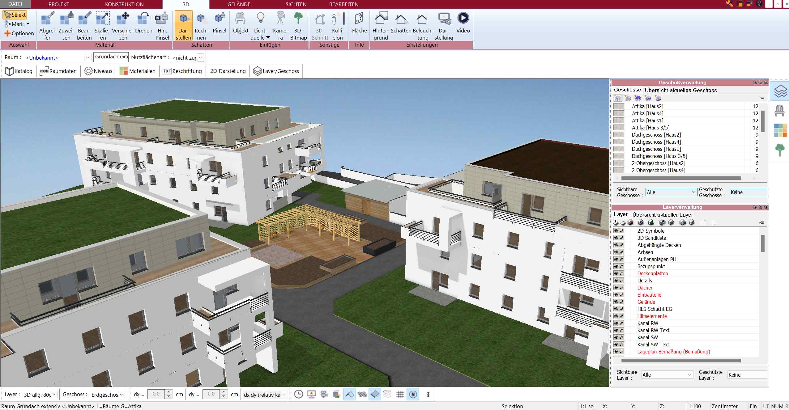 Bauplan von Mehrfamilienhäusern erstellen mit dem Plan7Architekt Pro