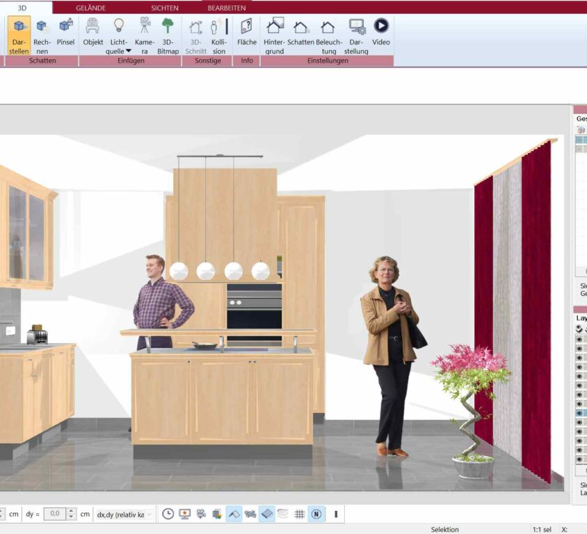 Küche virtuell in 3D planen mit dem Plan7Architekt