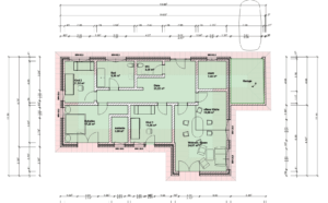 Winkelbungalow mit Garage Grundriss