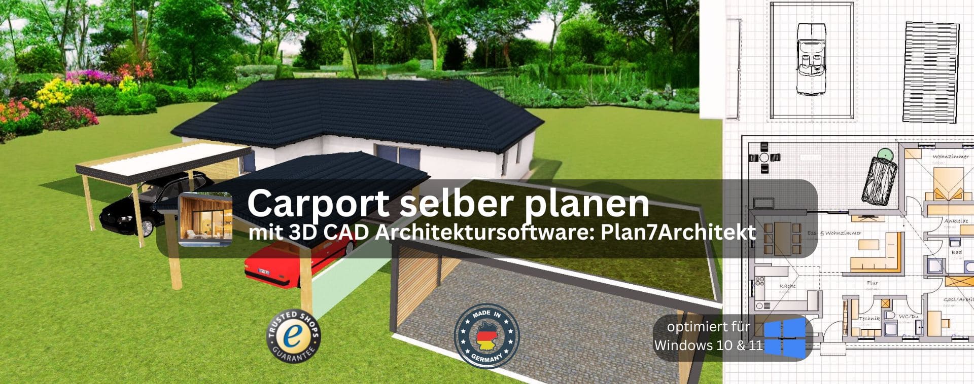 Carport selber planen mit dem Plan7Architekt