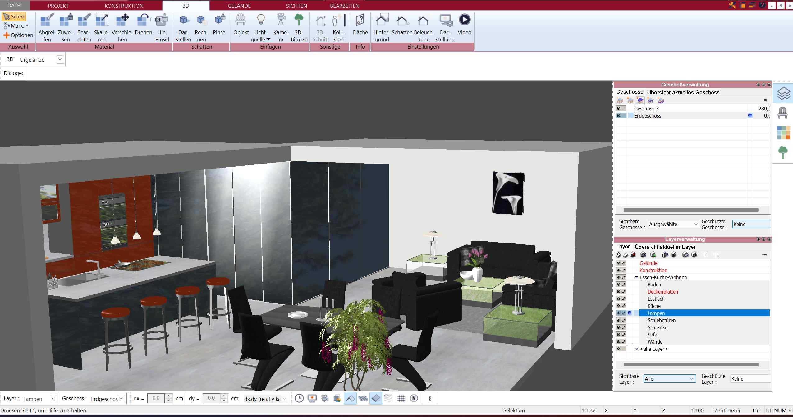 Einrichtung planen in 3D & 2D mit Einrichtungsplaner Software von Plan7Architekt