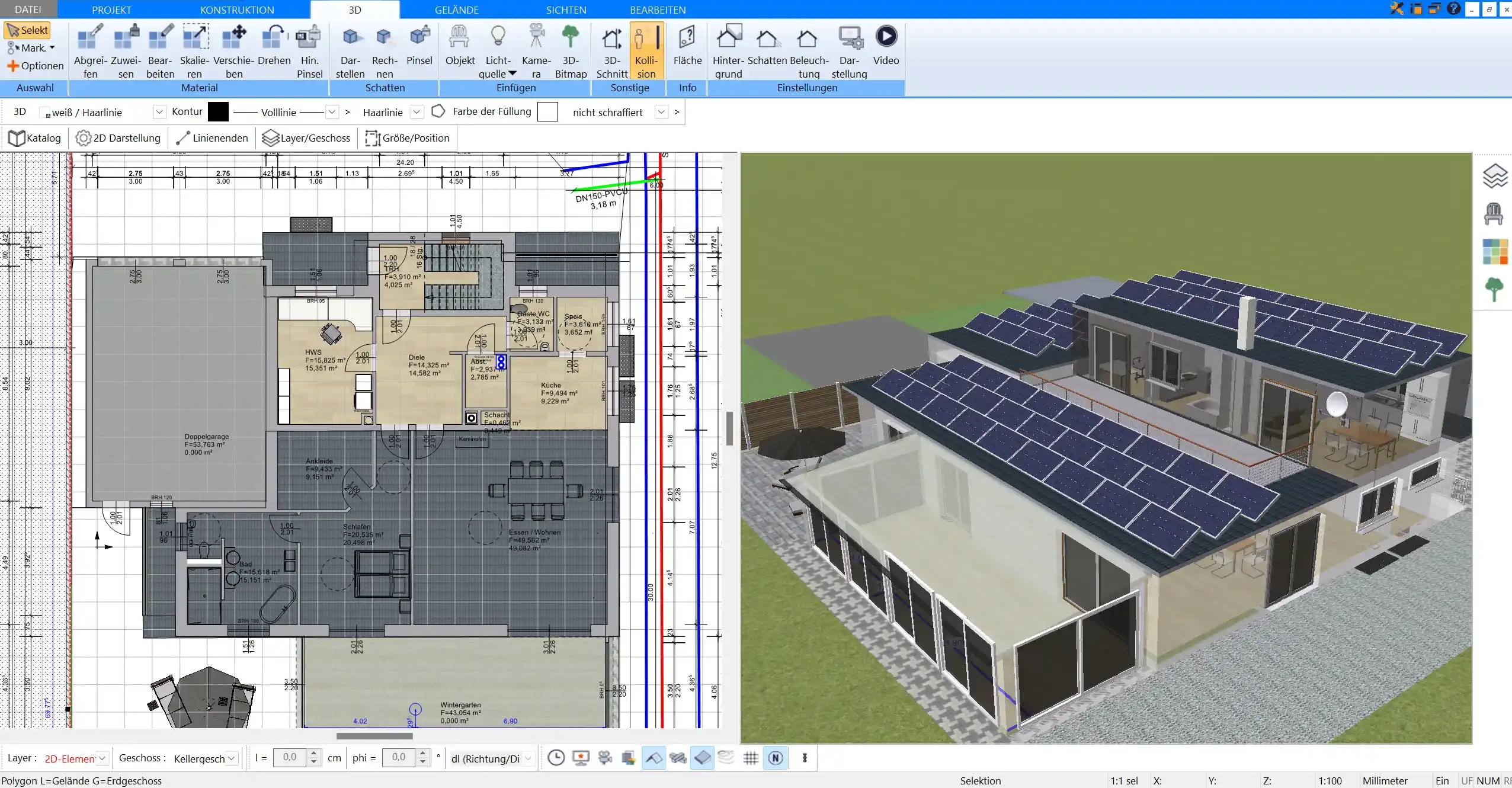 Realistische 3D-Visualisierung Ihres Bungalows im Plan7Architekt