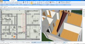 Die Wohnfläche der Treppen wird im Plan7Architekt automatisch nach den eingestellten Normen berechnet