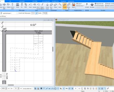 Mit dem Plan7Architekt können alle gängigen Treppenarten virtuell gezeichnet werden