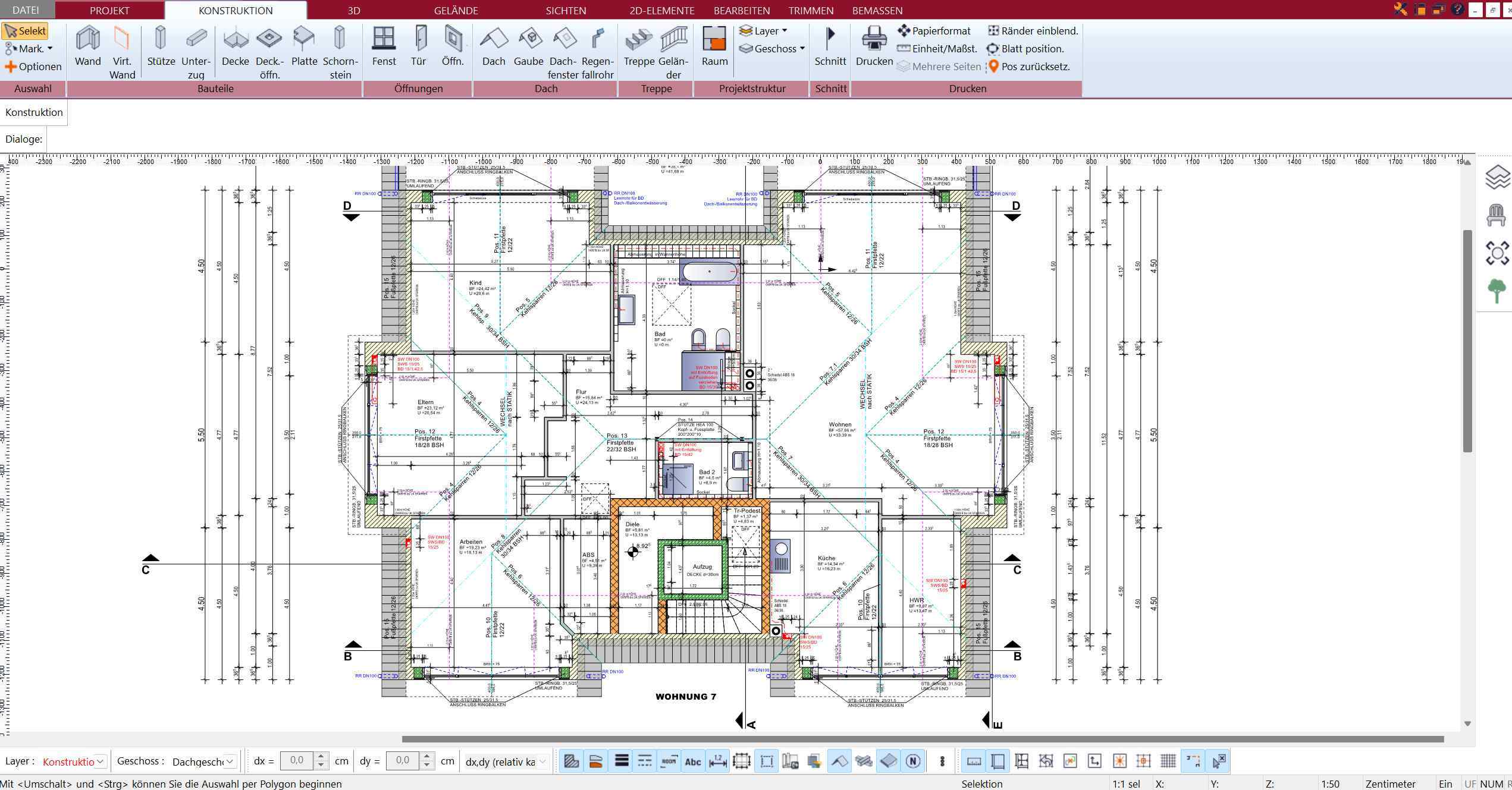 Mit dem Plan7Architekt lassen sich Grundriss erstellen, die für eine Baugenehmigung benötigt werden