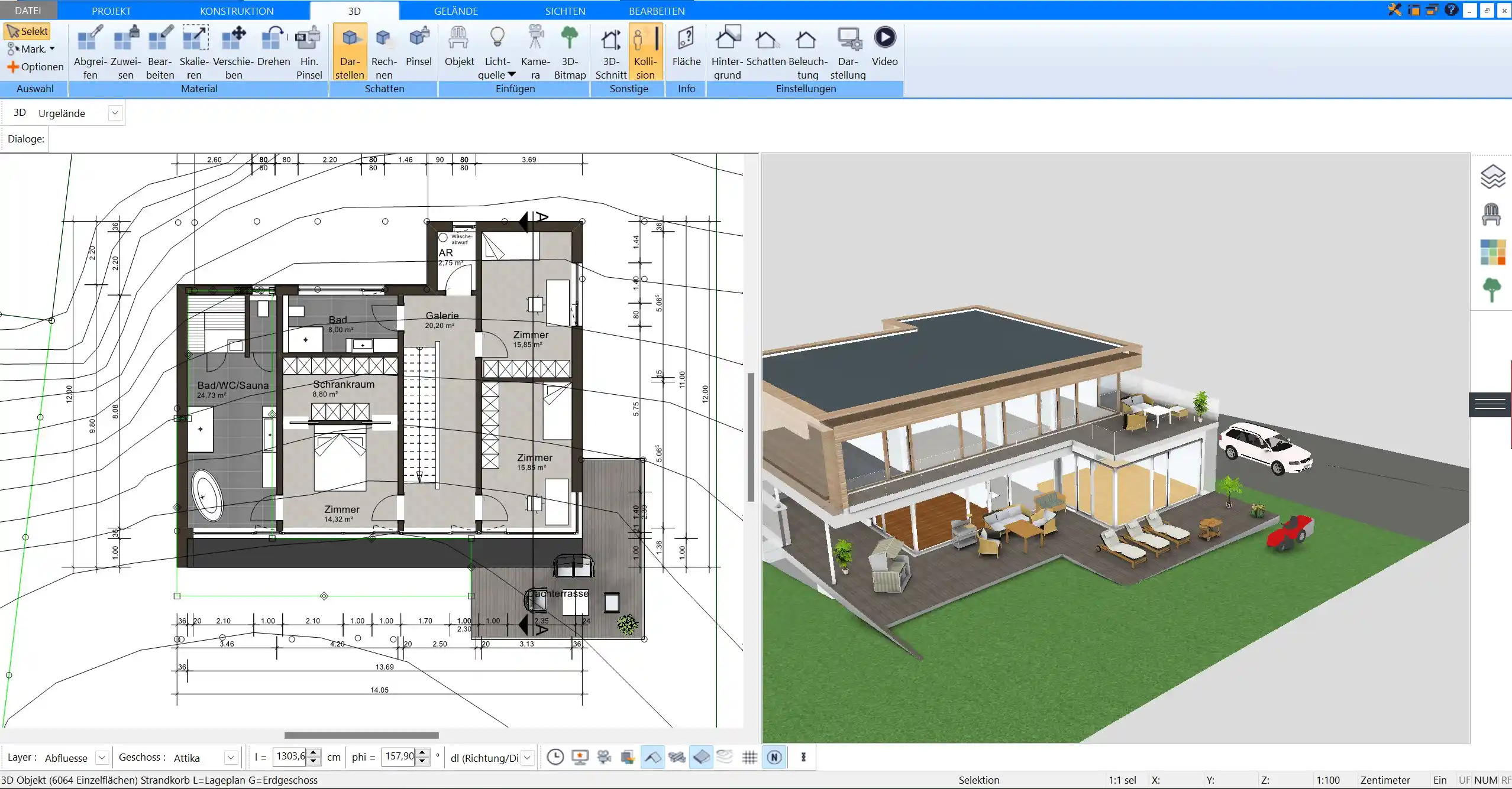 Offener Grundriss, der mit dem Plan7Architekt geplant wurde