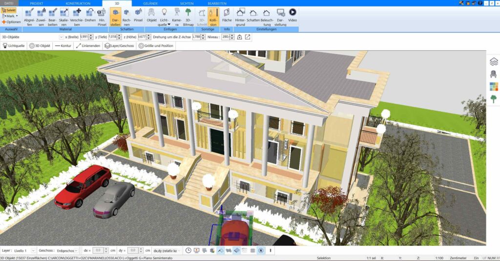 3D Visualisierung einer alten Villa im Plan7Architekt