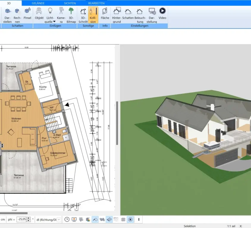 Den Flur kann man im Plan7Architekt genau so wie jedes Zimmer individuell planen