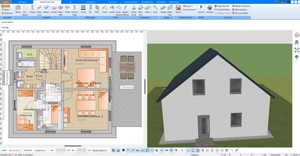 Die Stirnseite eines Hauses im Plan7Architekt