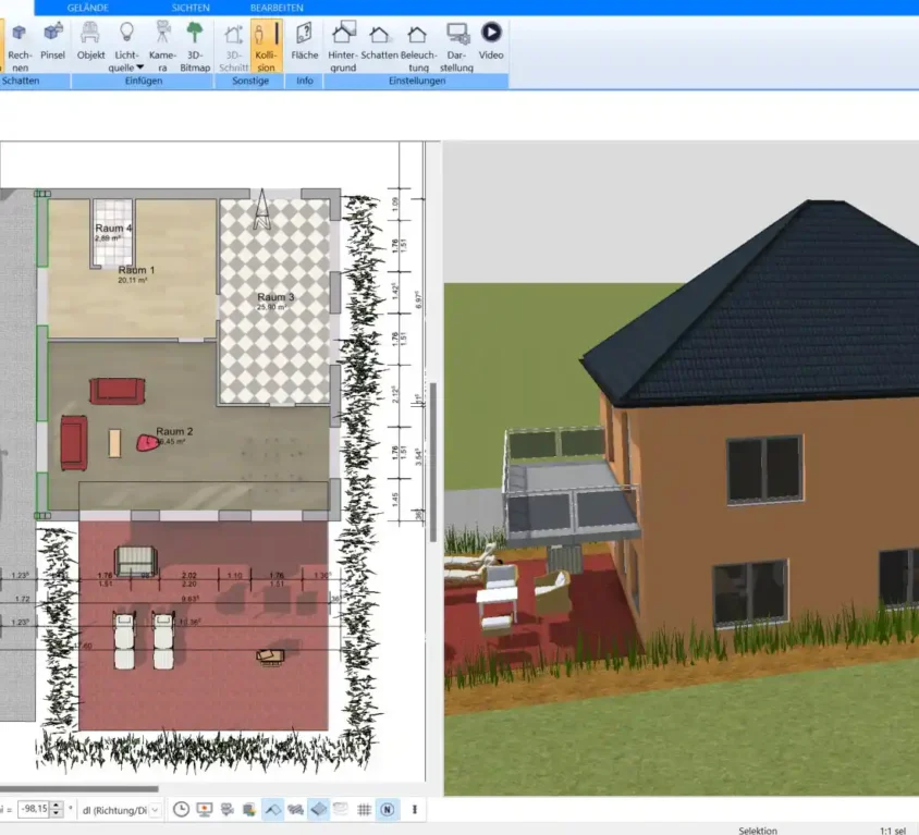 Im Plan7Architekt kann die Kubatur eines Hauses automatisch berechnet werden