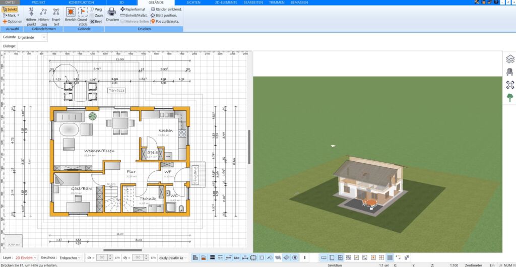 Im Plan7Architekt kann man das Grundstück & Gelände individuell planen