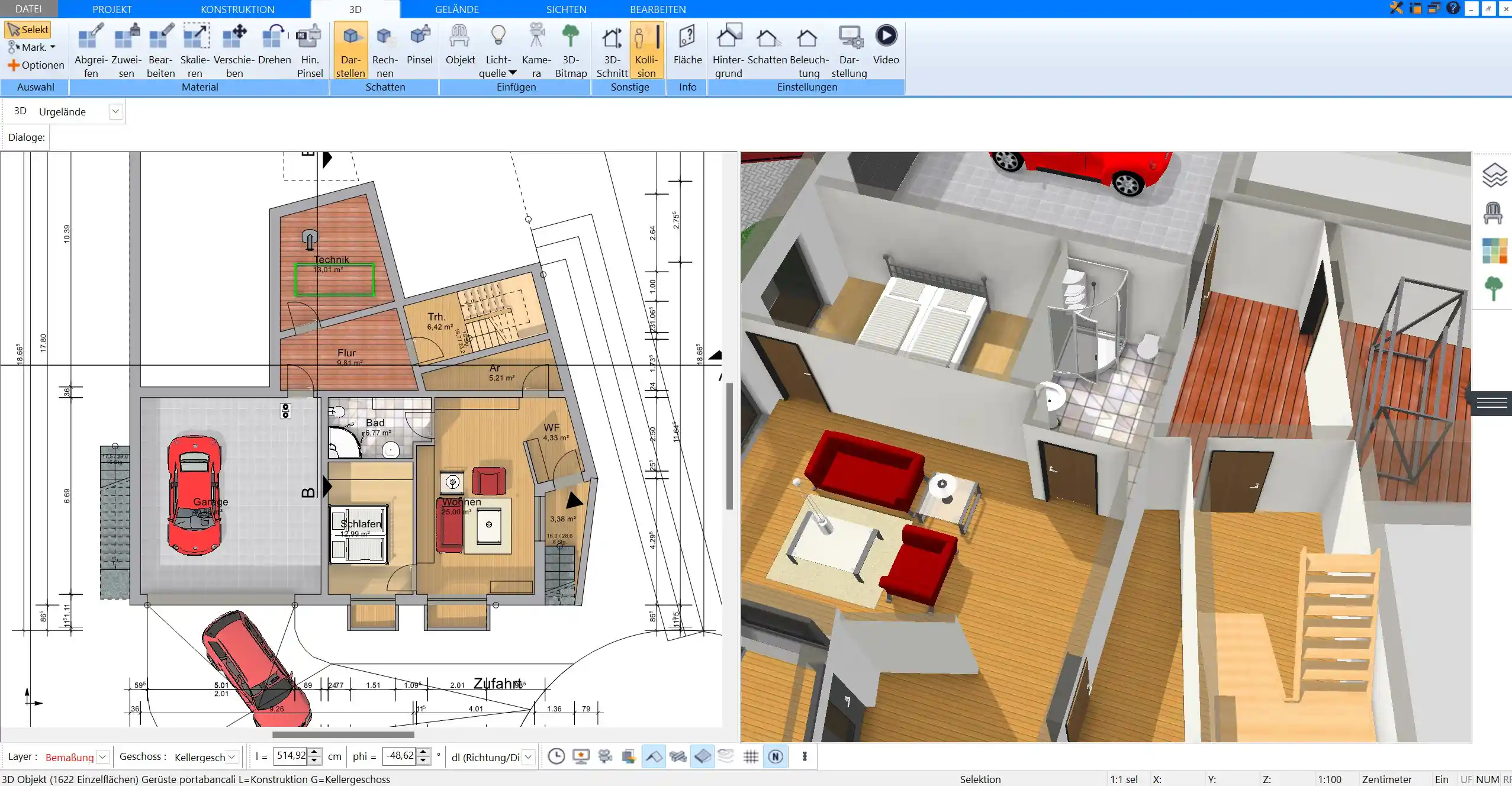 Im Plan7Architekt lässt sich ein Restaurant nach deutschen Baustandards virtuell planen