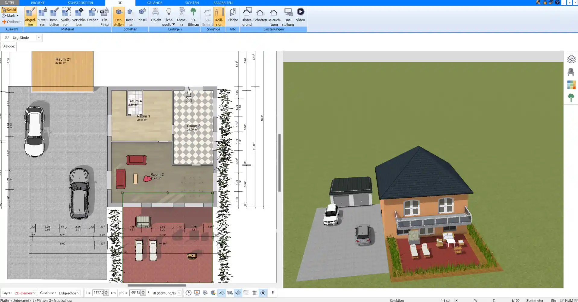 Im Plan7Architekt lassen sich alle Räume individuell planen