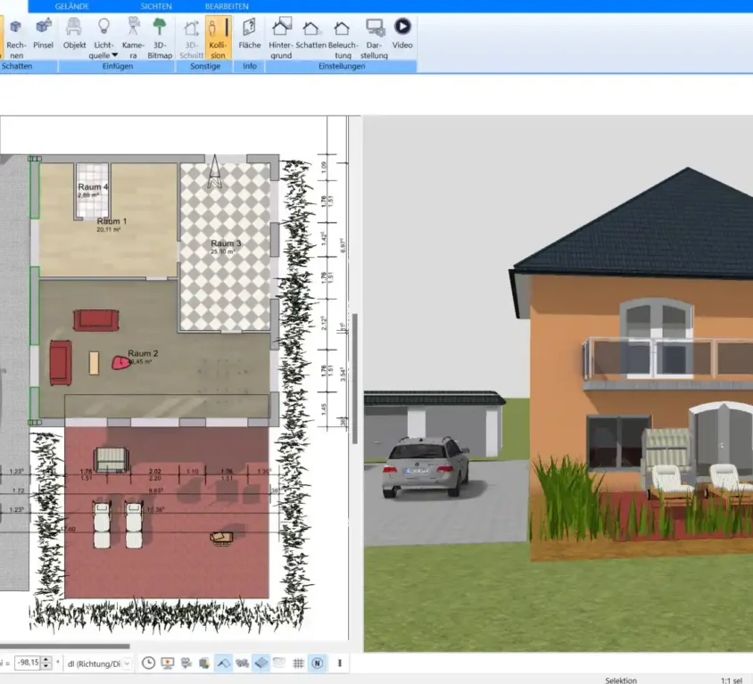 Im Plan7Architkt lässt sich das Grundstück ganz individuell planen und einstellen