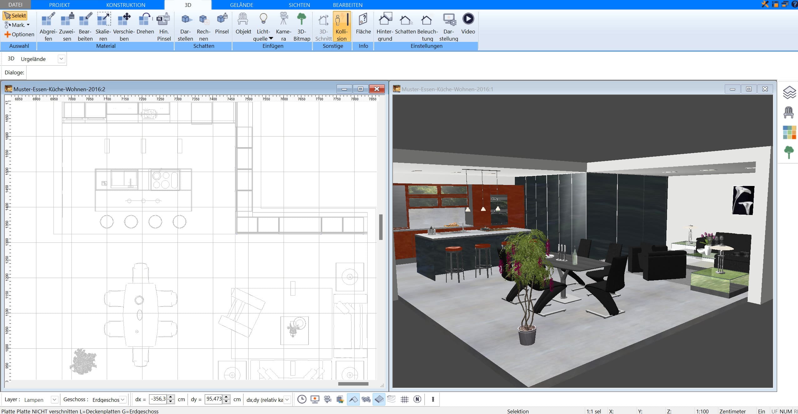 Man plant im Plan7Architekt Räume sowohl in 2D als auch in 3D