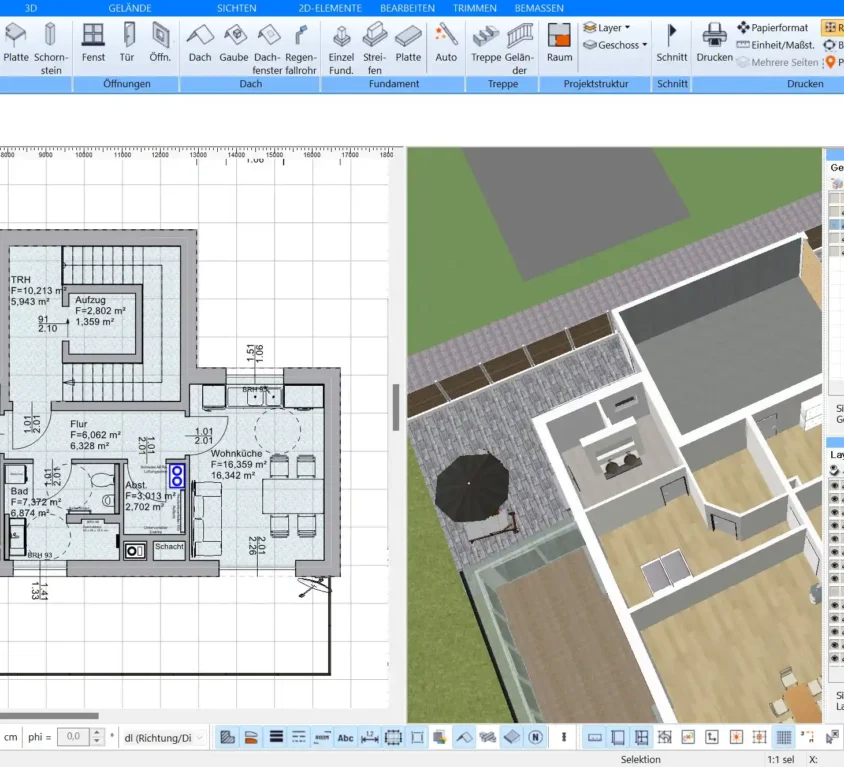 Mit dem Plan7Architekt können Sie auch das Gästezimmer nach deutschen Baustandards planen