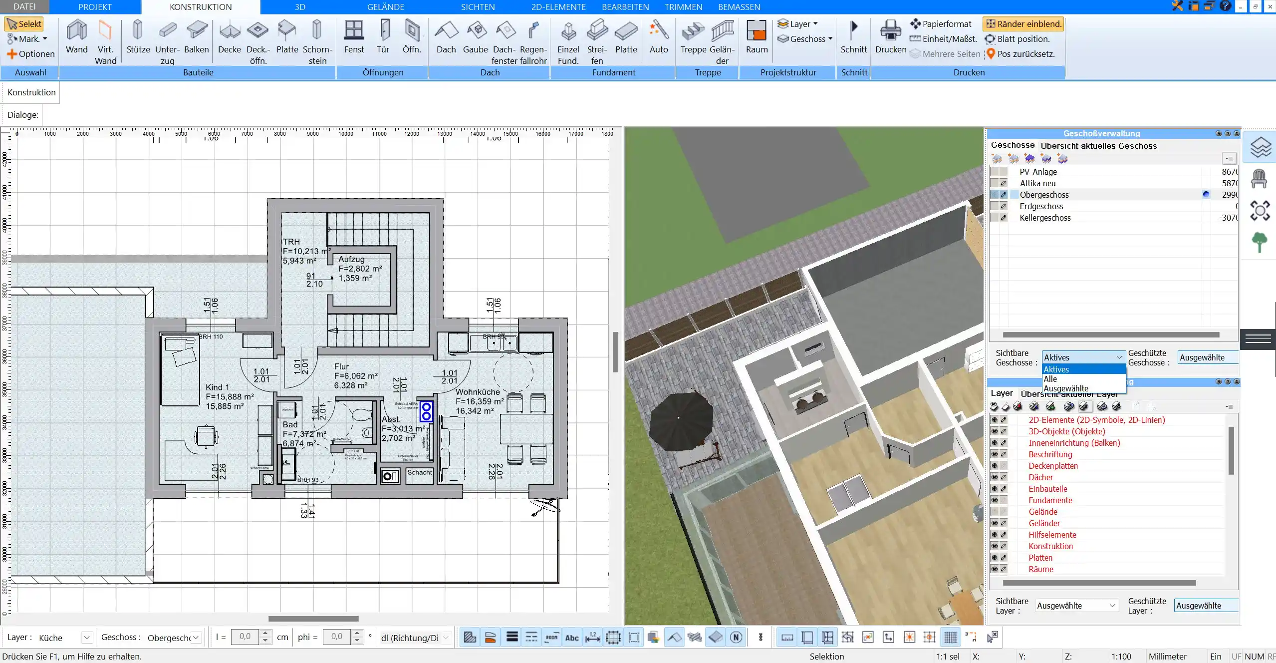 Mit dem Plan7Architekt lässt sich auch ein Fitnessstudio virtuell planen