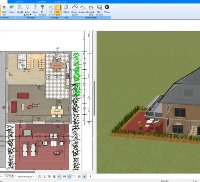 Im Plan7Architekt lässt sich die Fassade eines Hauses ganz individuell gestalten