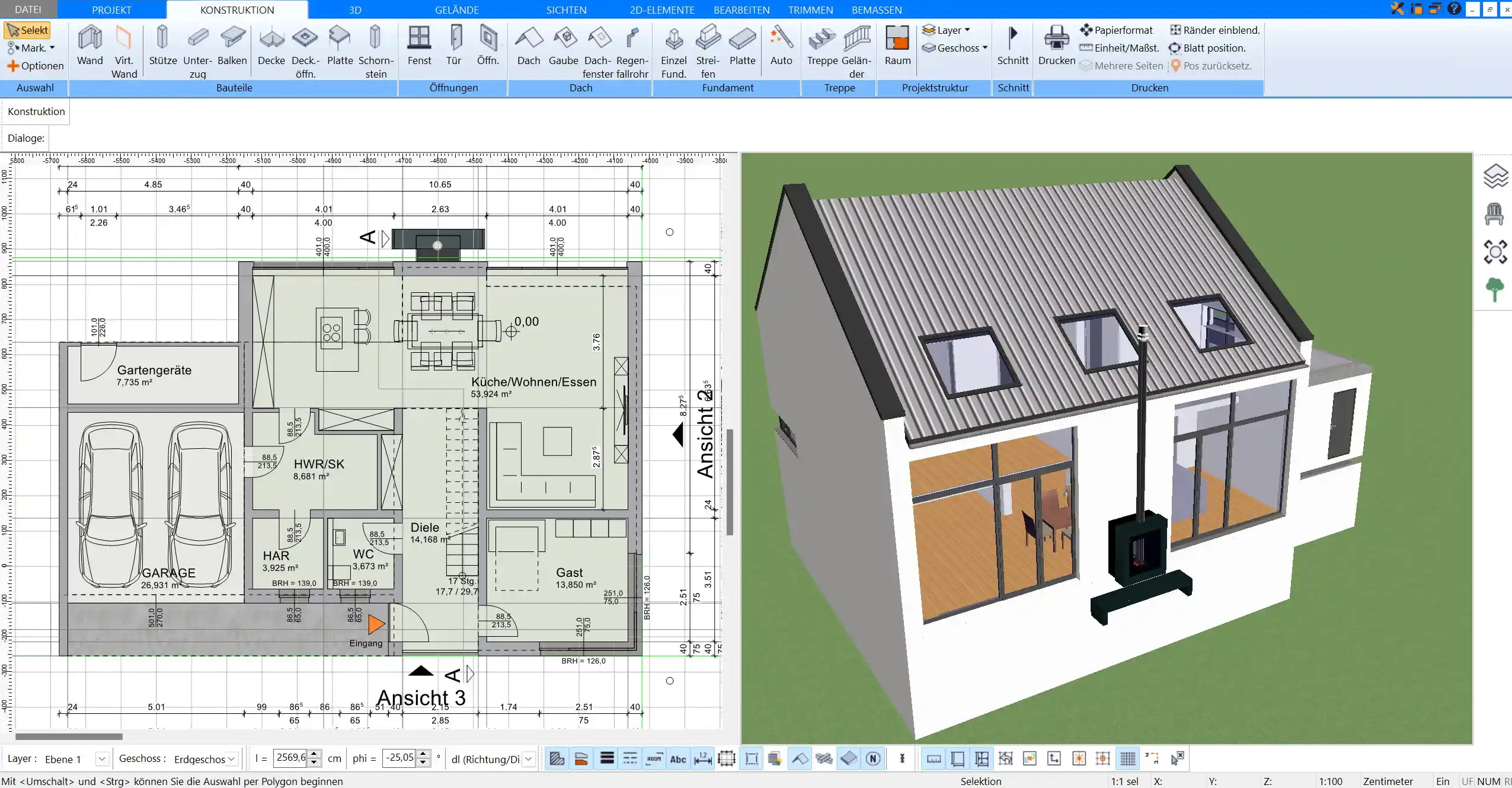 Mit dem Plan7Architekt können auch Laien ein Haus nach deutschen Baustandards planen