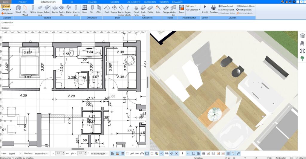 Badezimmer Grundriss Zeichnen Mit Dem Plan7Architekt