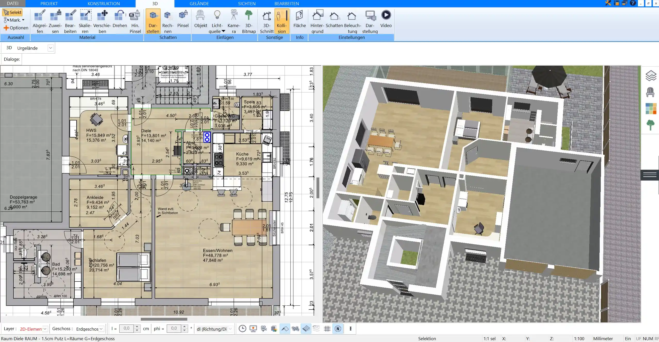 Mit dem Plan7Architekt lässt sich der Bauplan nach deutschen Baustandards erstellen