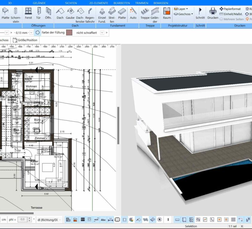 Gebäude in 3D modellieren mit Software von Plan7Architekt