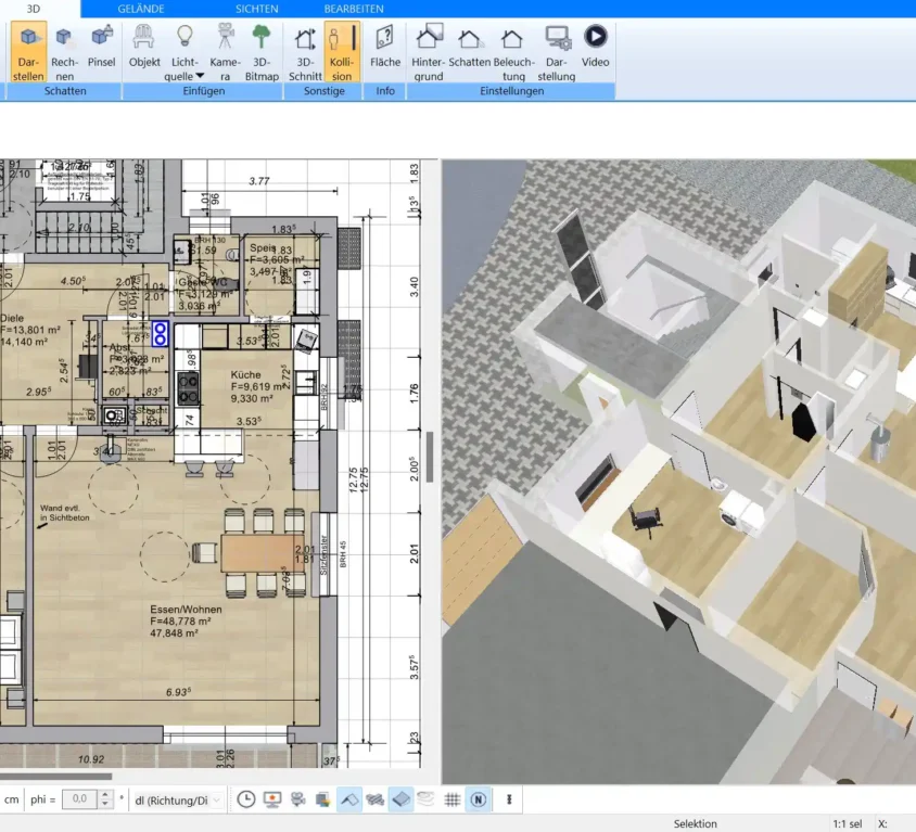 Innenraum Planung mit 3D CAD Software von Plan7Architekt