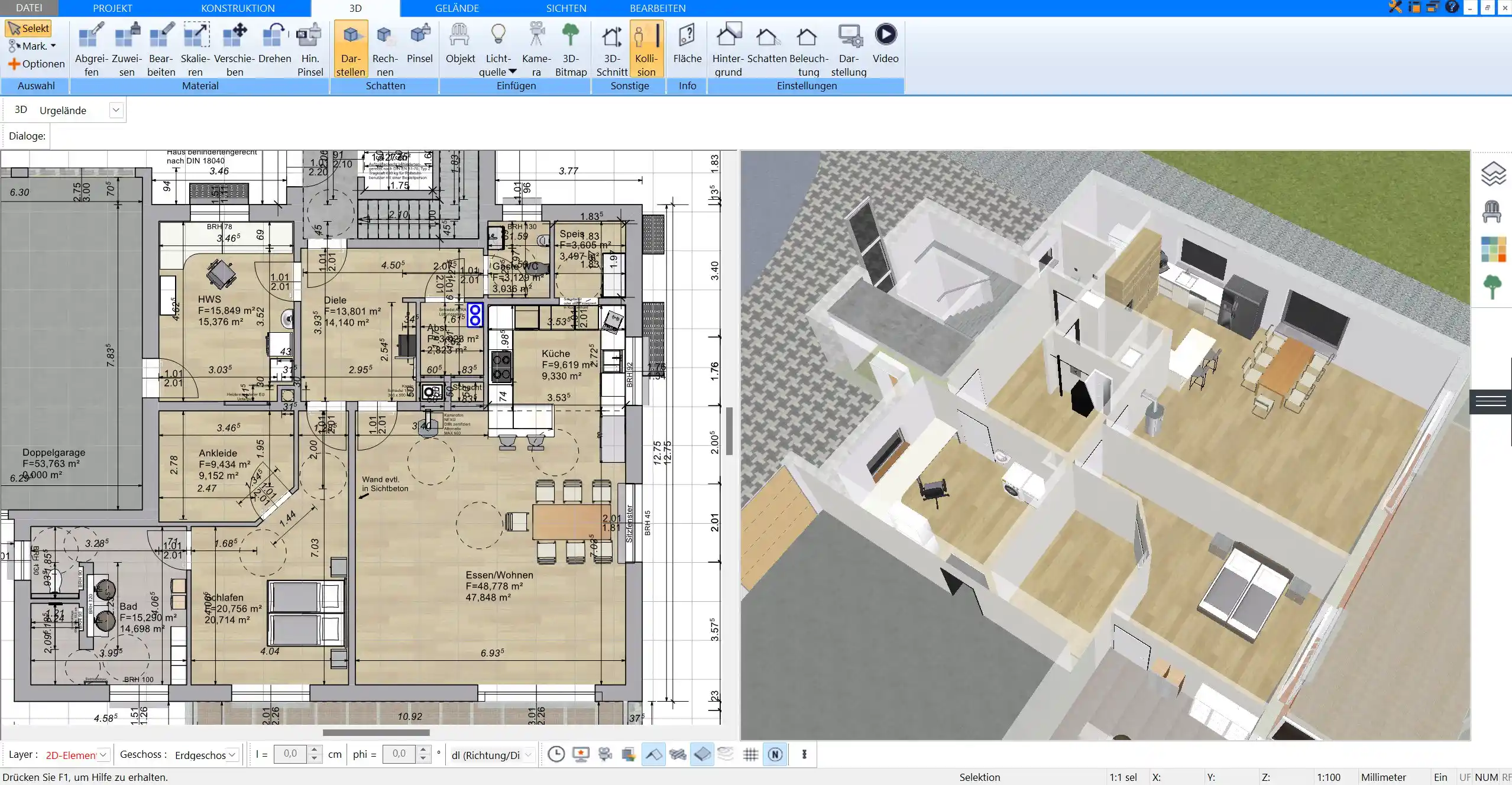 Innenraum Planung mit 3D CAD Software von Plan7Architekt