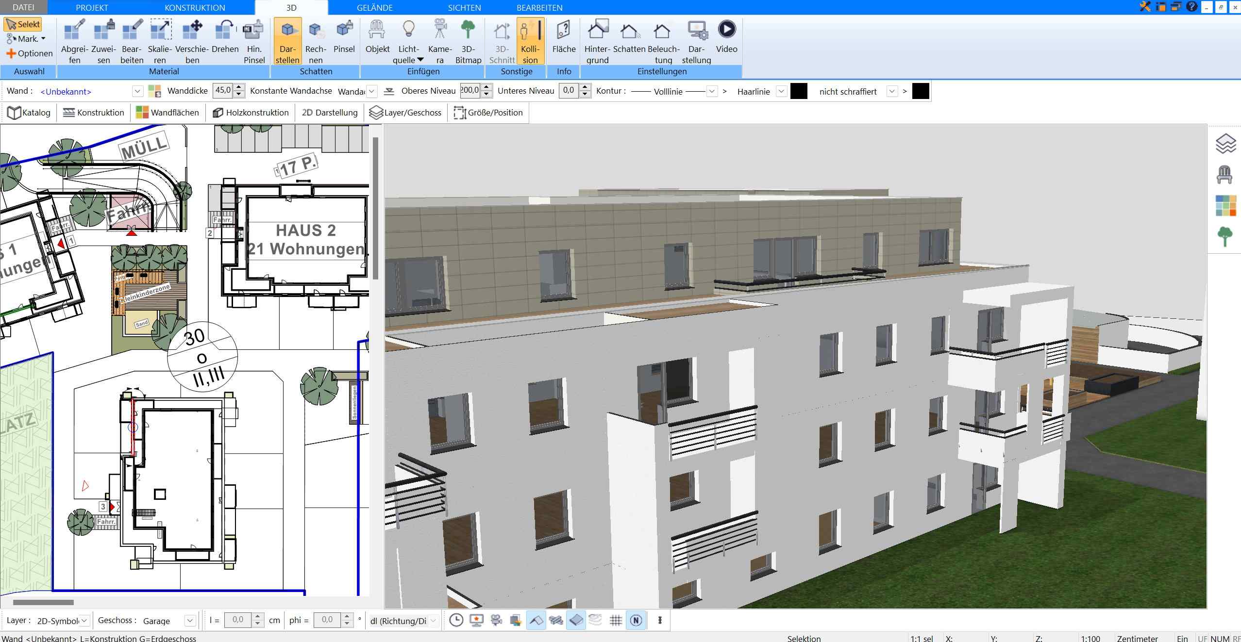 Der Kellerausbau kann professionell mit dem Plan7Architekt geplant werden