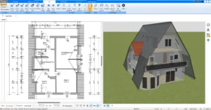 2D- und 3D-Ansicht eines Einfamilienhauses – Visualisieren Sie Ihre Raumaufteilung gleichzeitig in 2D und 3D.