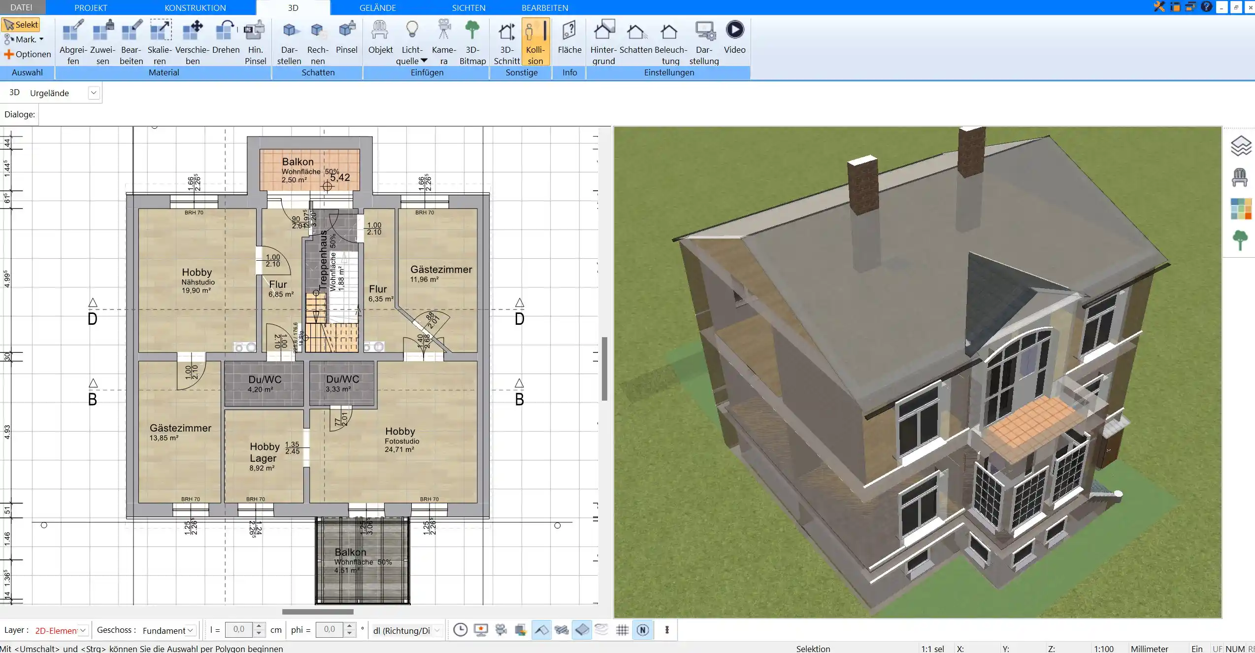 2D- und 3D-Ansicht für den Neubau nach Abriss – Visualisieren Sie Ihr neues Haus in 2D und 3D nach dem Abriss.