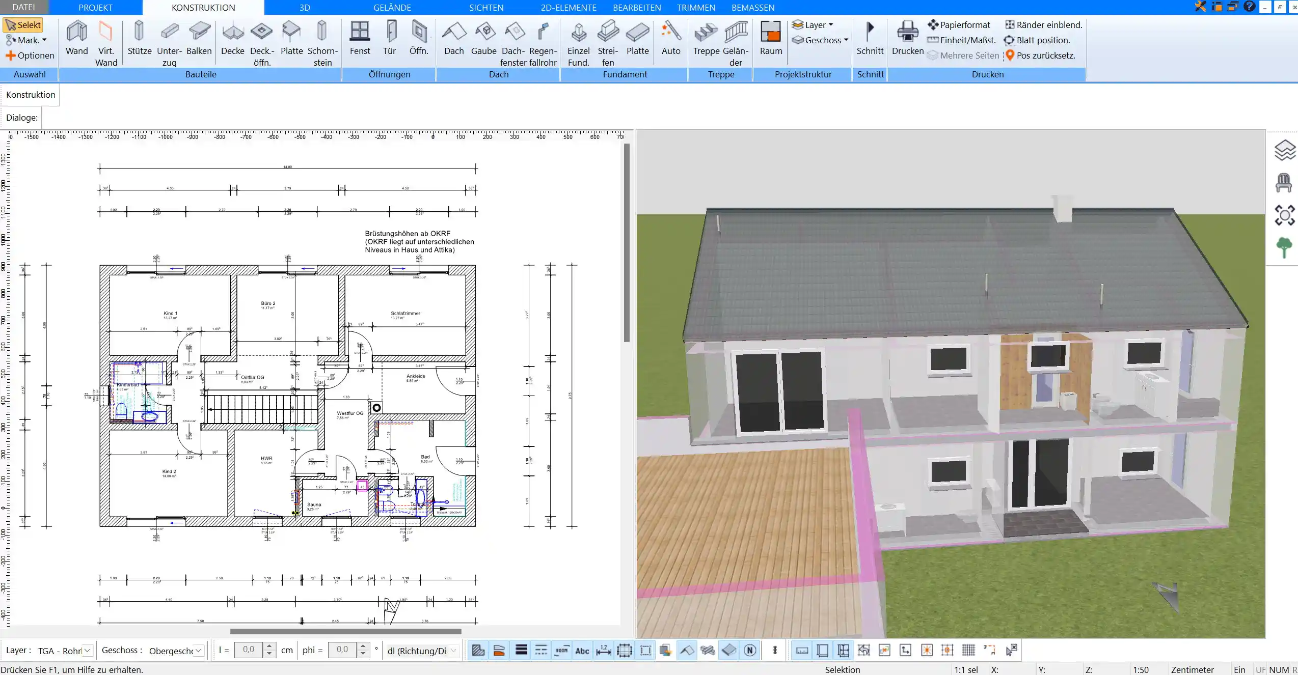 2D- und 3D-Planung Ihres Einfamilienhauses – Visualisieren Sie Grundrisse und Baupläne gleichzeitig in 2D und 3D