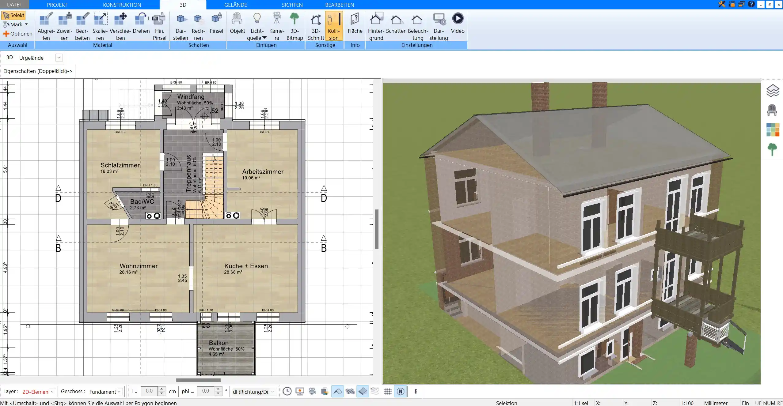 2D- und 3D-Planung der Hausaufstockung – Visualisieren Sie Ihre Hausaufstockung in 2D und 3D.