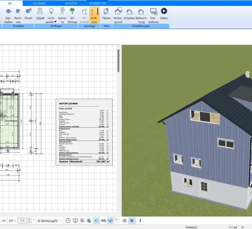 Effiziente Neubauplanung nach Abriss – Planen Sie Ihr Traumhaus präzise in der 2D- und 3D-Ansicht mit Plan7Architekt.