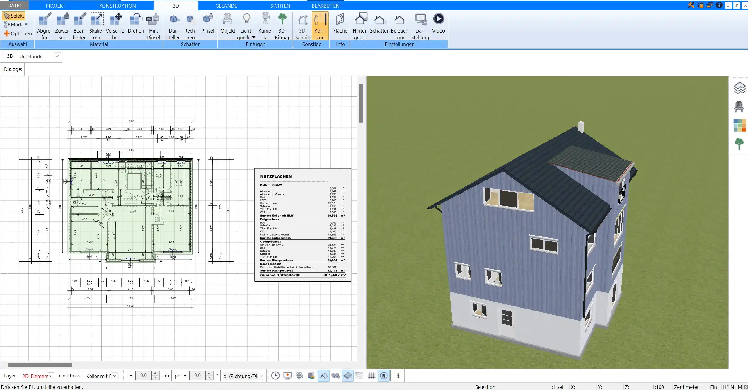 Effiziente Neubauplanung nach Abriss – Planen Sie Ihr Traumhaus präzise in der 2D- und 3D-Ansicht mit Plan7Architekt.