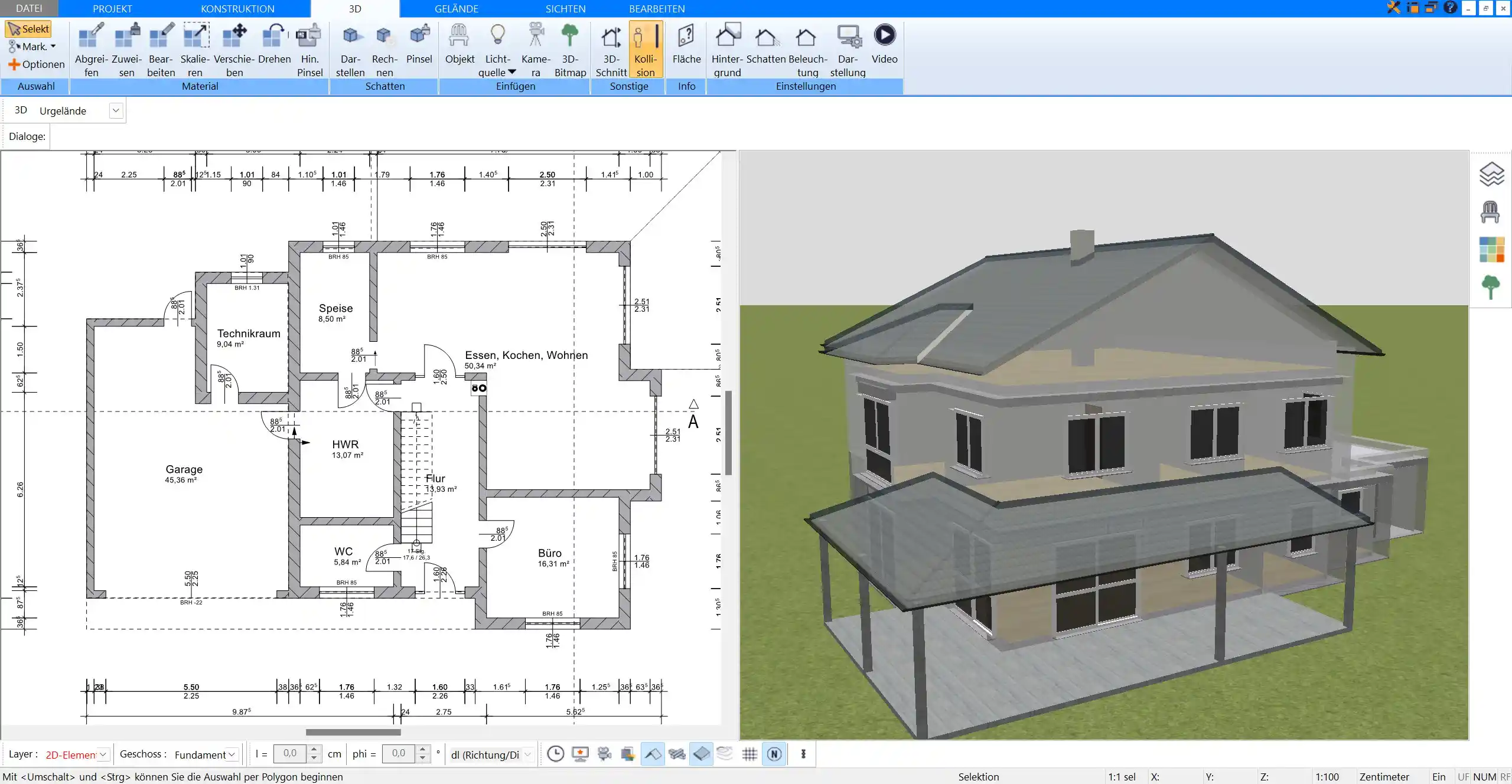 Mit dem Plan7Architekt kann man die Heizung und die Elektro- und Sanitärinstallationen eines Hauses virtuell planen