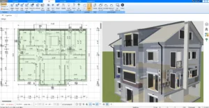 Mit dem Plan7Architekt kann man ein Einfamilienhaus virtuell verputzen und die Flächen automatisch berechnen