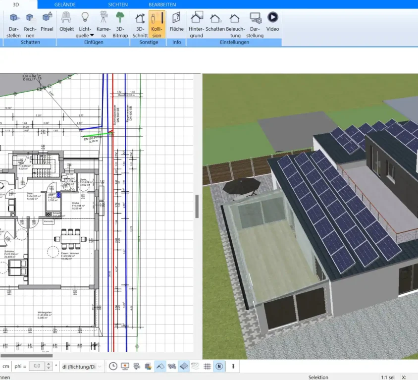 Mit dem Plan7Architekt lässt sich auch eine Tiefgarage nach deutschen Baustandards planen