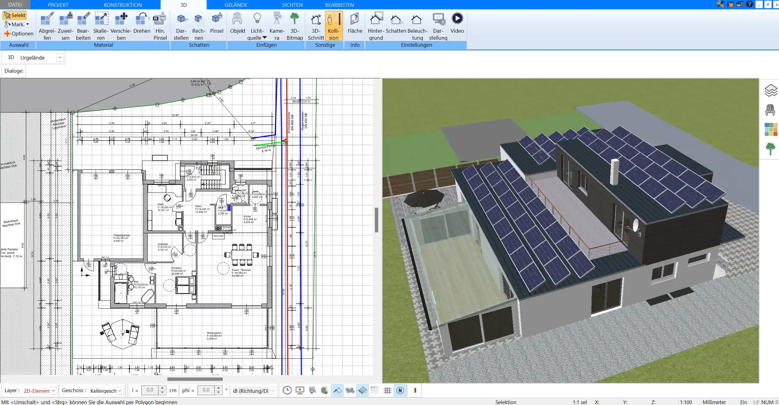 Mit dem Plan7Architekt lässt sich auch eine Tiefgarage nach deutschen Baustandards planen