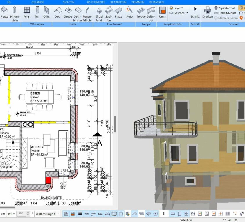 Mit dem Plan7Architekt lässt sich die Höhe jedes Stockwerks individuell planen und einstellen