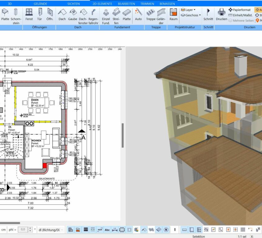 Mit dem Plan7Architekt plant man das Einfamilienhaus nach deutschen Baustandards und kann die Nebenkosten somit besser berechnen