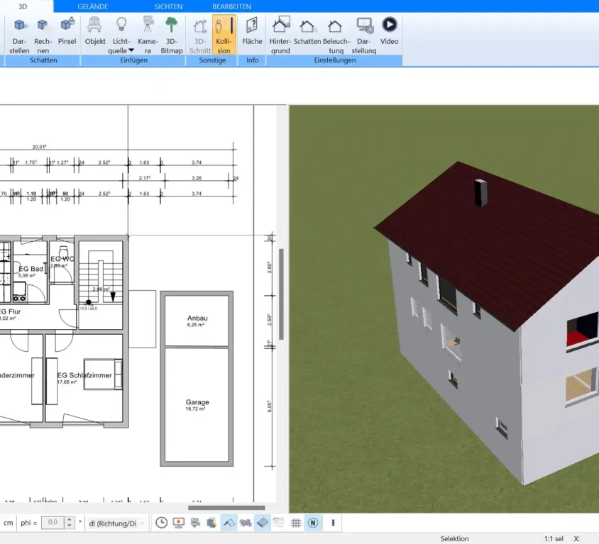Mit dem Plan7Architekt plant man jede beliebige Gebäudeklasse und natürlich auch das Einfamilienhaus nach deutschen Baustandards