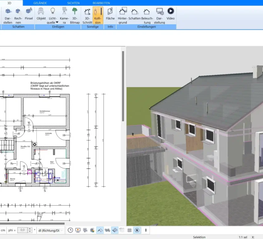 Mit dem Plan7Architkt können Umbauarbeiten an jedem beliebigen Grundriss und Haus nach deutschen Baustandards geplant werden