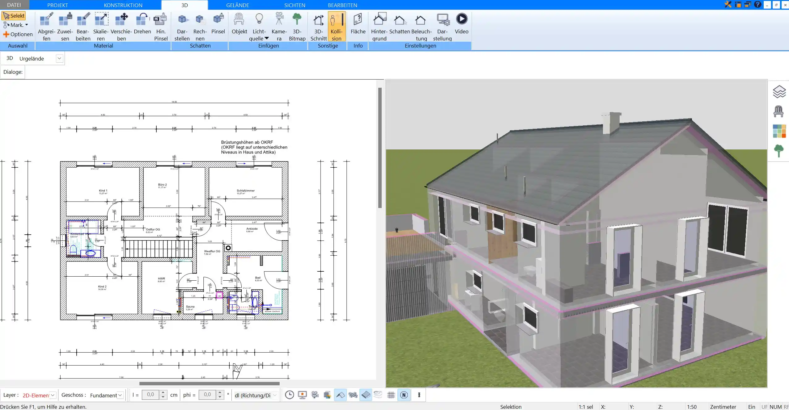 Mit dem Plan7Architkt können Umbauarbeiten an jedem beliebigen Grundriss und Haus nach deutschen Baustandards geplant werden