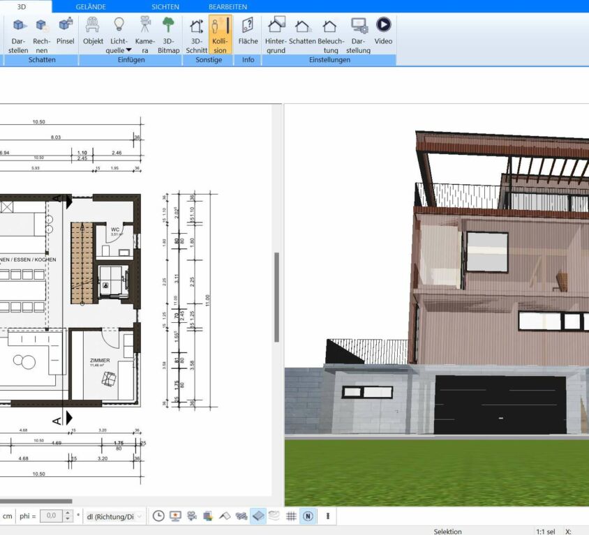 Die Flächenberechnung im Plan7Architekt kann bei der Berechnung der Hausbau-Kosten helfen