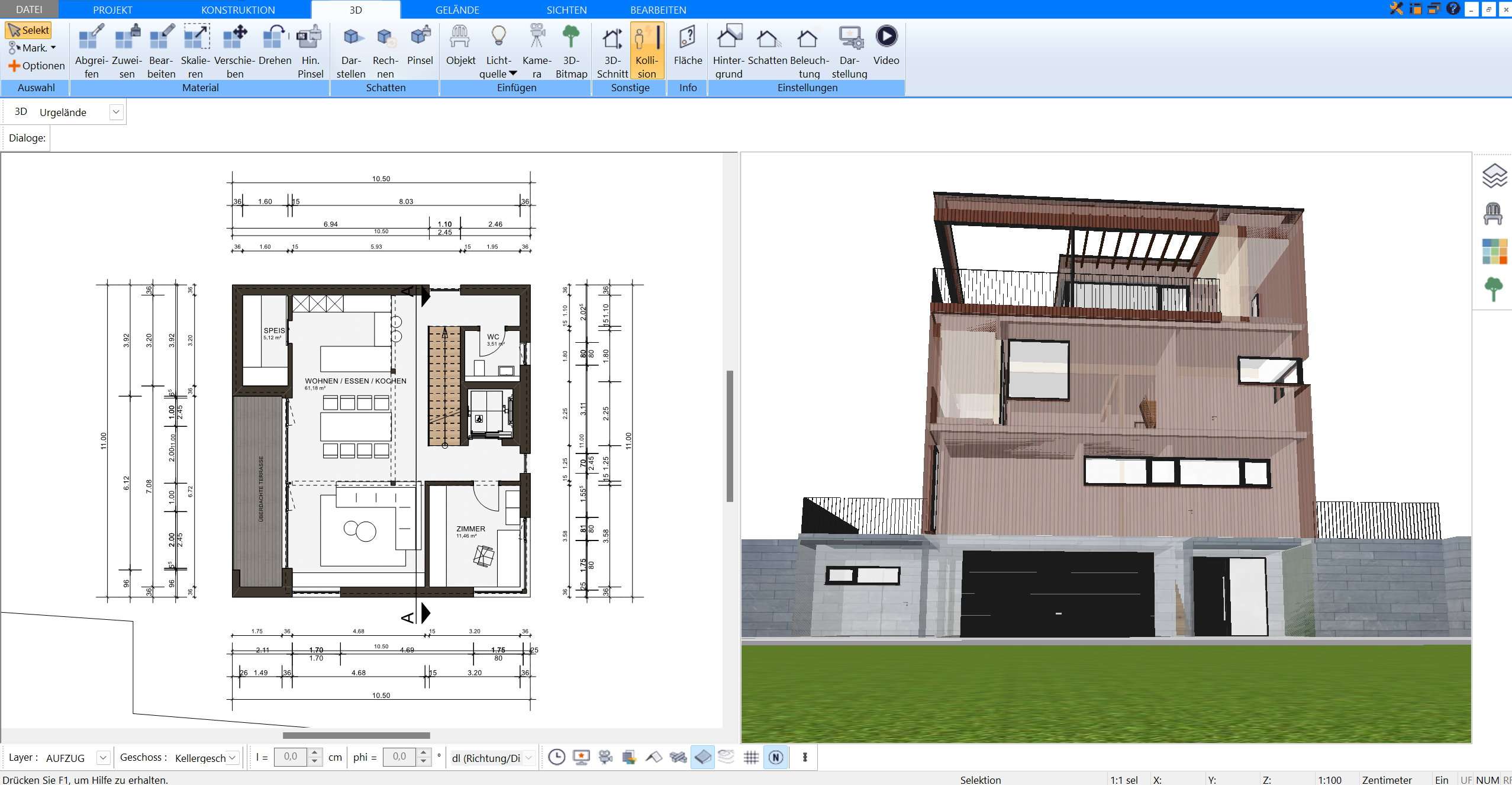 Die Flächenberechnung im Plan7Architekt kann bei der Berechnung der Hausbau-Kosten helfen