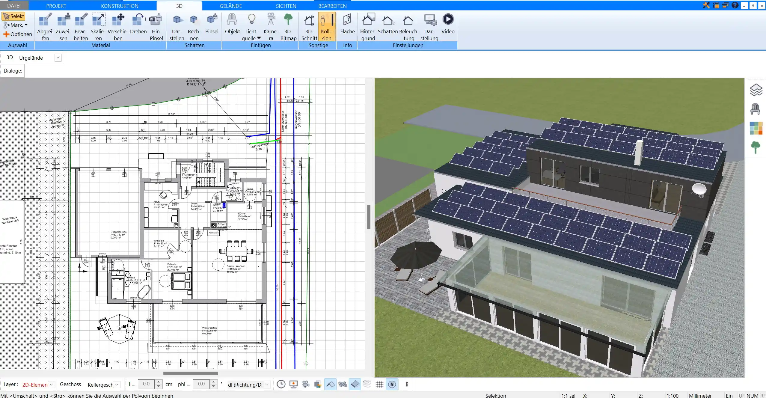 Im Plan7Architekt gibt es Simulationen für das Tageslicht und Lichtquellen