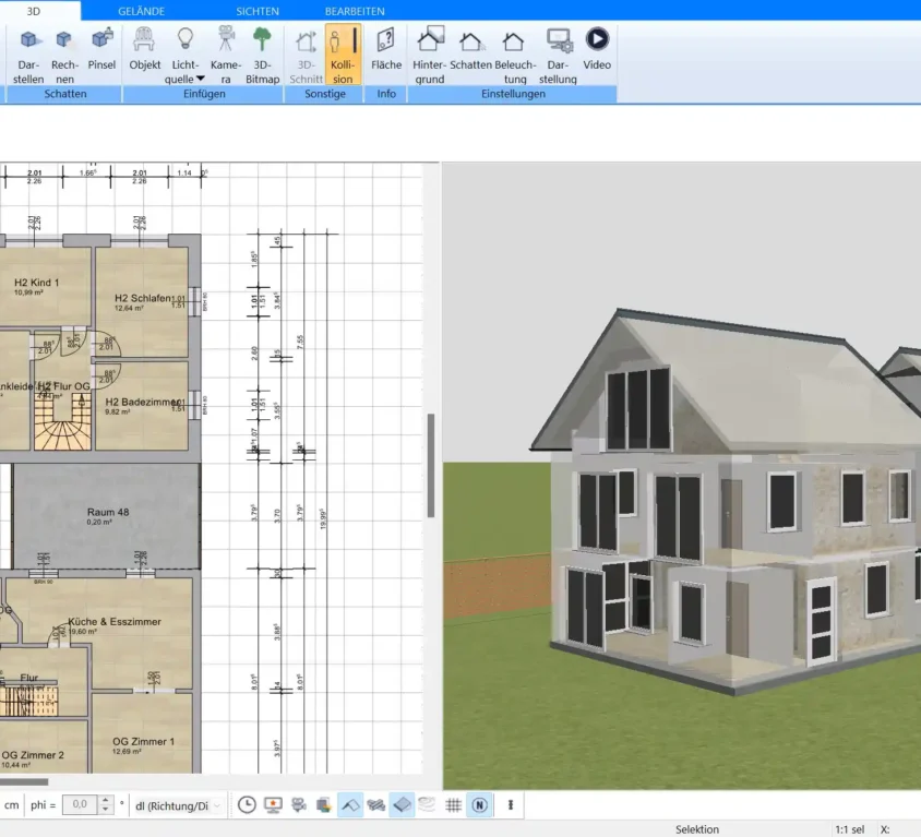 Im Plan7Architekt lässt sich das Haus und der Grundriss auch ohne Grundstück planen